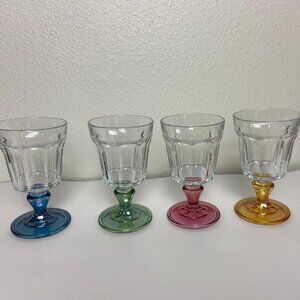 Vintage Bormioli Rocco Footed Goblet Glasses Set of 4
